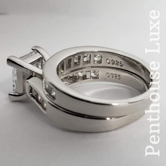 White Sapphire Wedding Main Ring, Size 6 - Picture 4 of 7